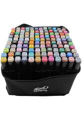 Set 120 feutres couleurs différentes avec 2 pointes de 3 et 6,5 mm dans le sac avec poignée