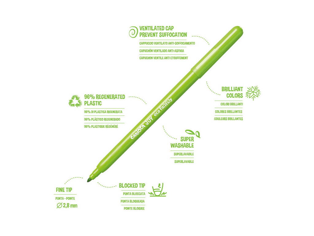 Carioca Joy Eco Family Pack con 12 pennarelli super lavabili