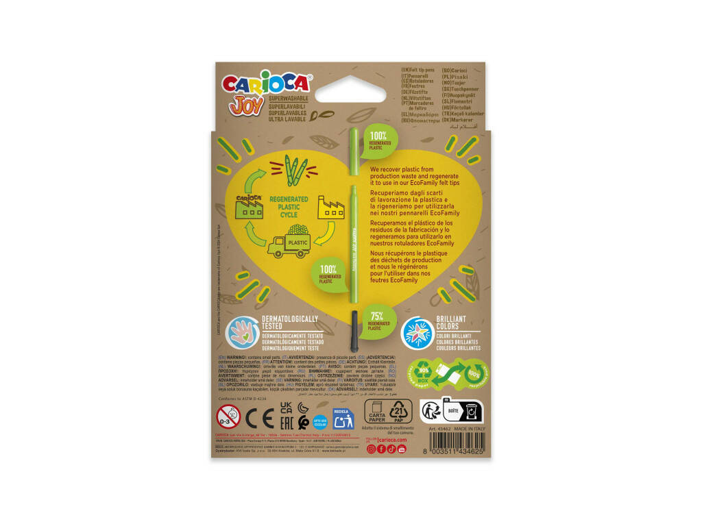 Carioca Joy Eco Family Pack con 12 pennarelli super lavabili