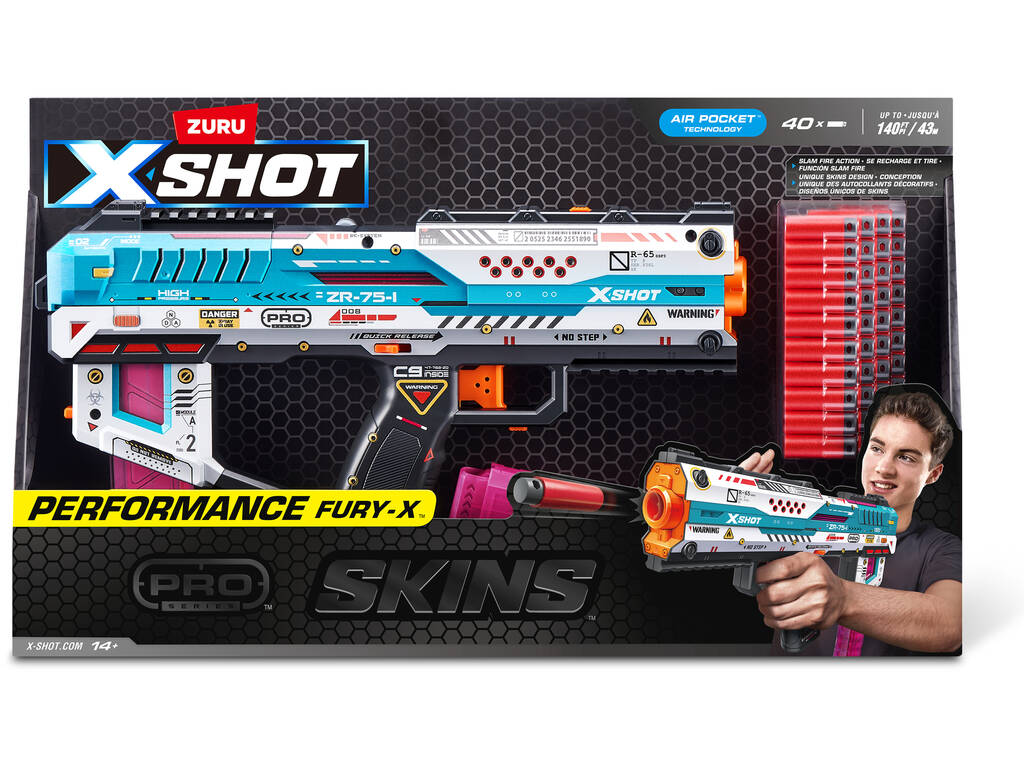 Zuru X-Shot Skins Lanciatore Performance Fury-X con 40 dardi