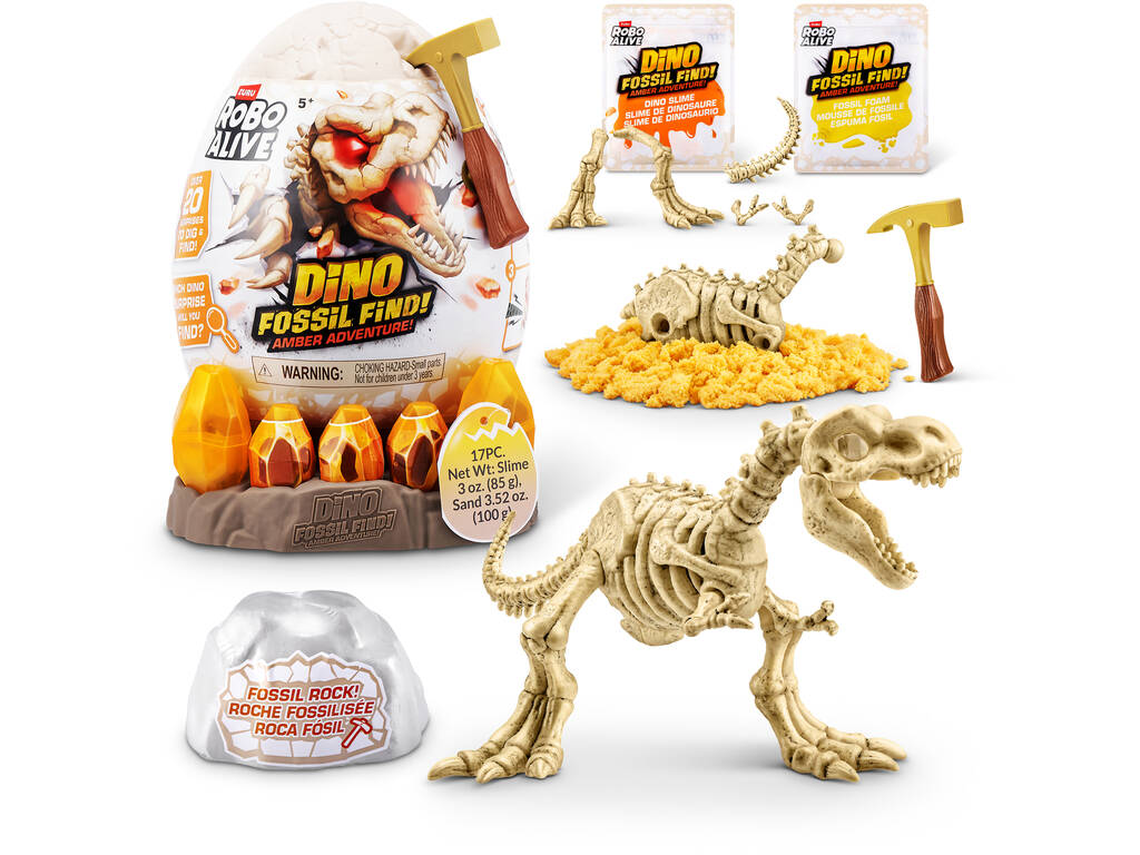 Robo Alive Ovo Surpresa S1 Dino Fossil Find Amber Adventure
