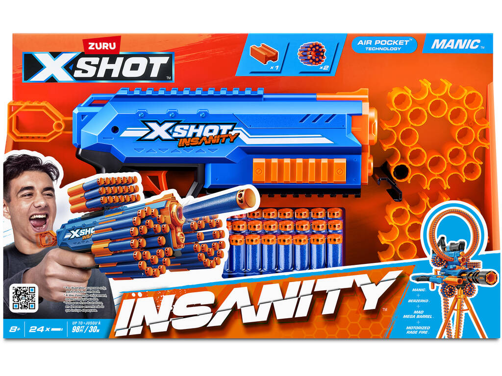 Zuru X-Shot Insanity Lanciatore Manic con 24 dardi