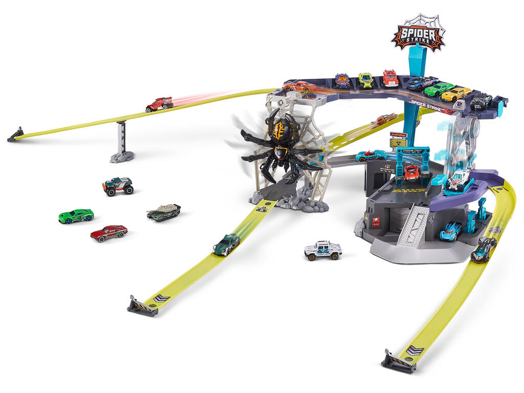 Zuru Metal Machines Pista Spider Strike con veicolo