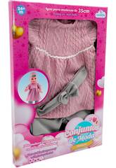Set di moda per bambola rosa e grigia