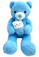 Peluche Urso Azul com Copo de 60 cm