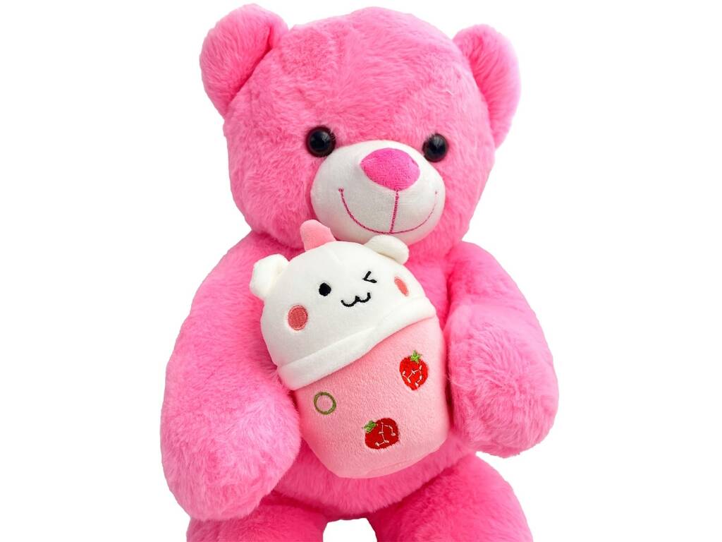 Peluche Orso Rosa Chiaro con Bicchiere da 60 cm