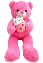 Peluche Urso Rosa Claro com Copo de 60 cm
