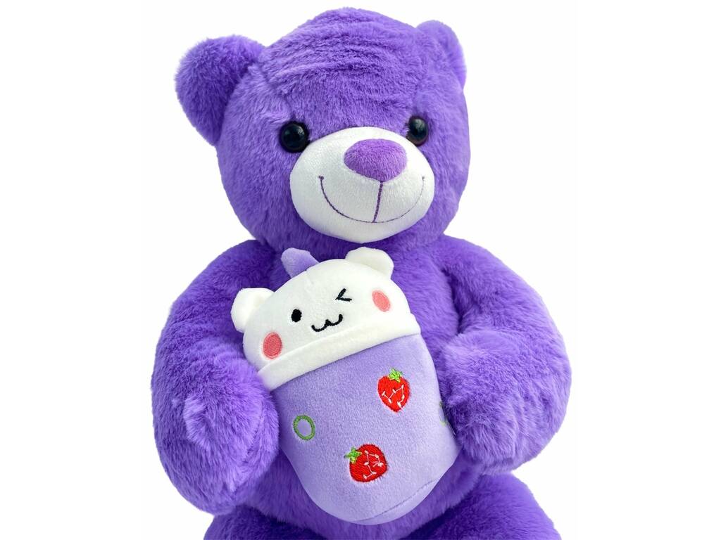 Peluche Orso Viola con Bicchiere da 60 cm