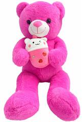 Peluche Urso Rosa Escuro com Copo de 60 cm