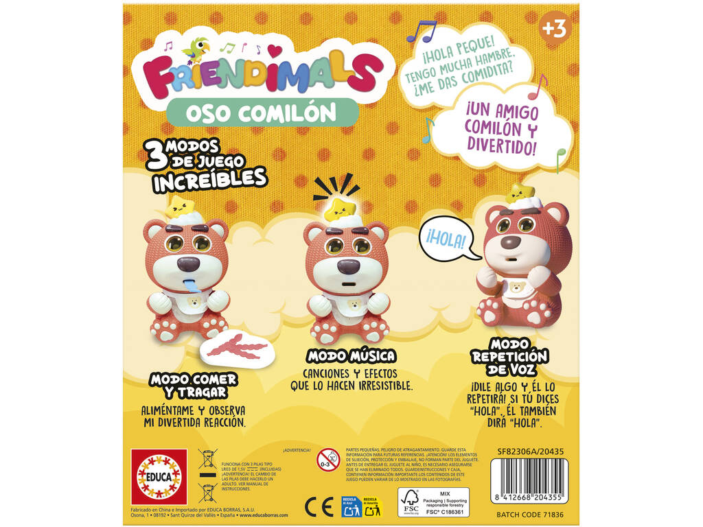 Friendimals Figura Interactiva Oso Comilón con Luz y Sonidos