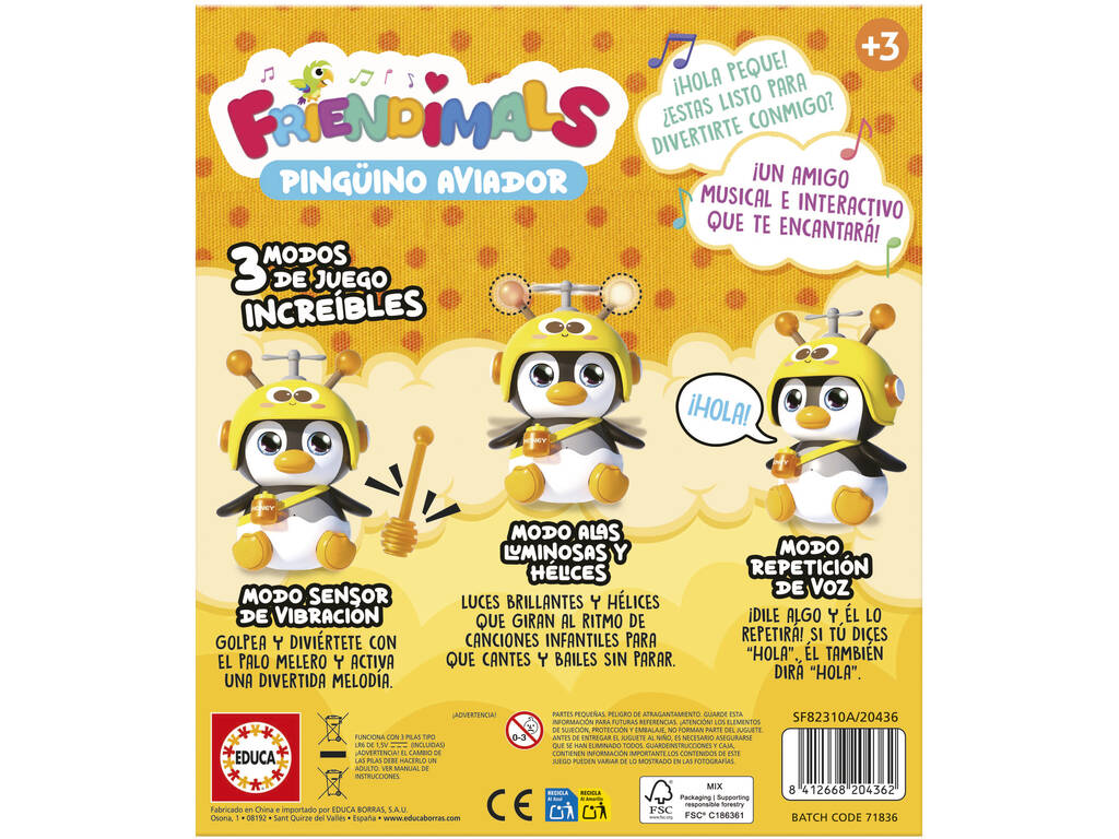 Friendimals Figura Interactiva Pingüino Aviador con Luz y Sonidos