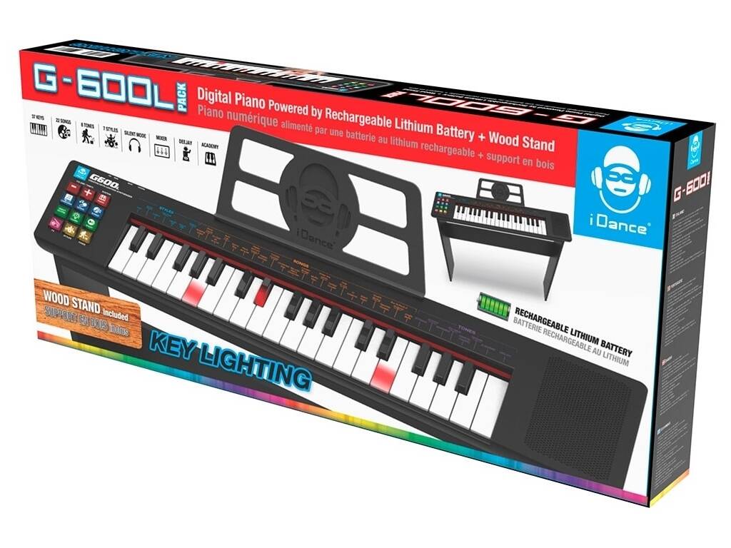 Pianoforte digitale Idance G-600L con 37 tasti luminosi e supporto in legno