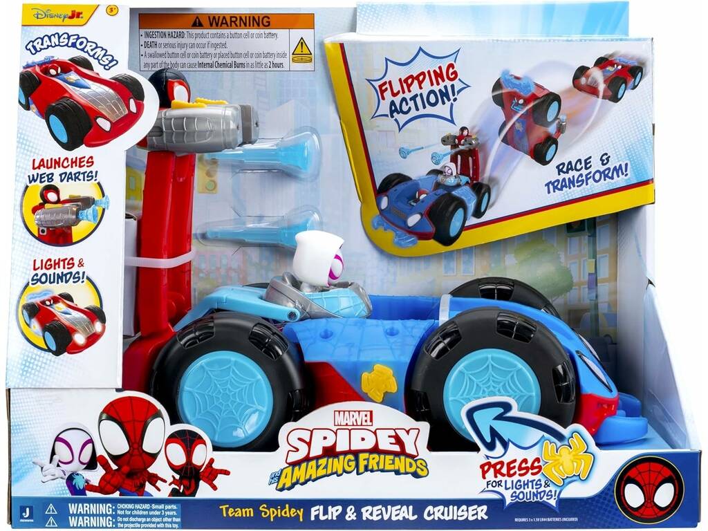 Marvel Spidey Véhicule Deluxe Team Spidey Flip & Reveal Cruiser avec lumière et sons