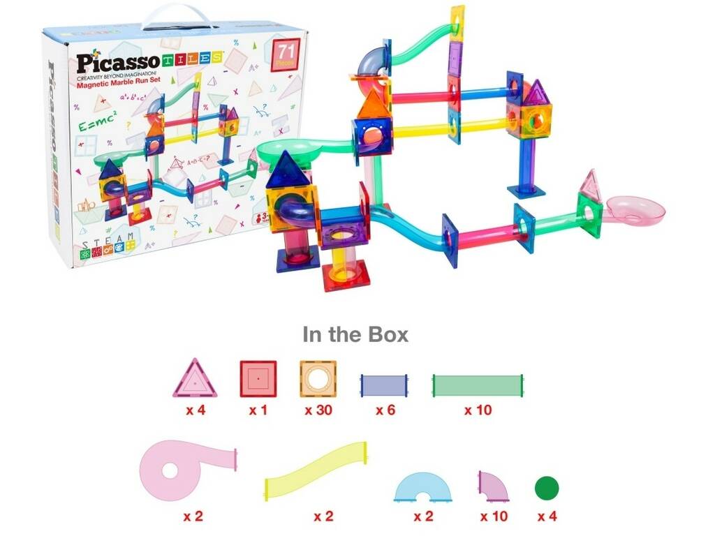 Picasso Tiles Circuito Magnético de Canicas Pack de 71 Piezas