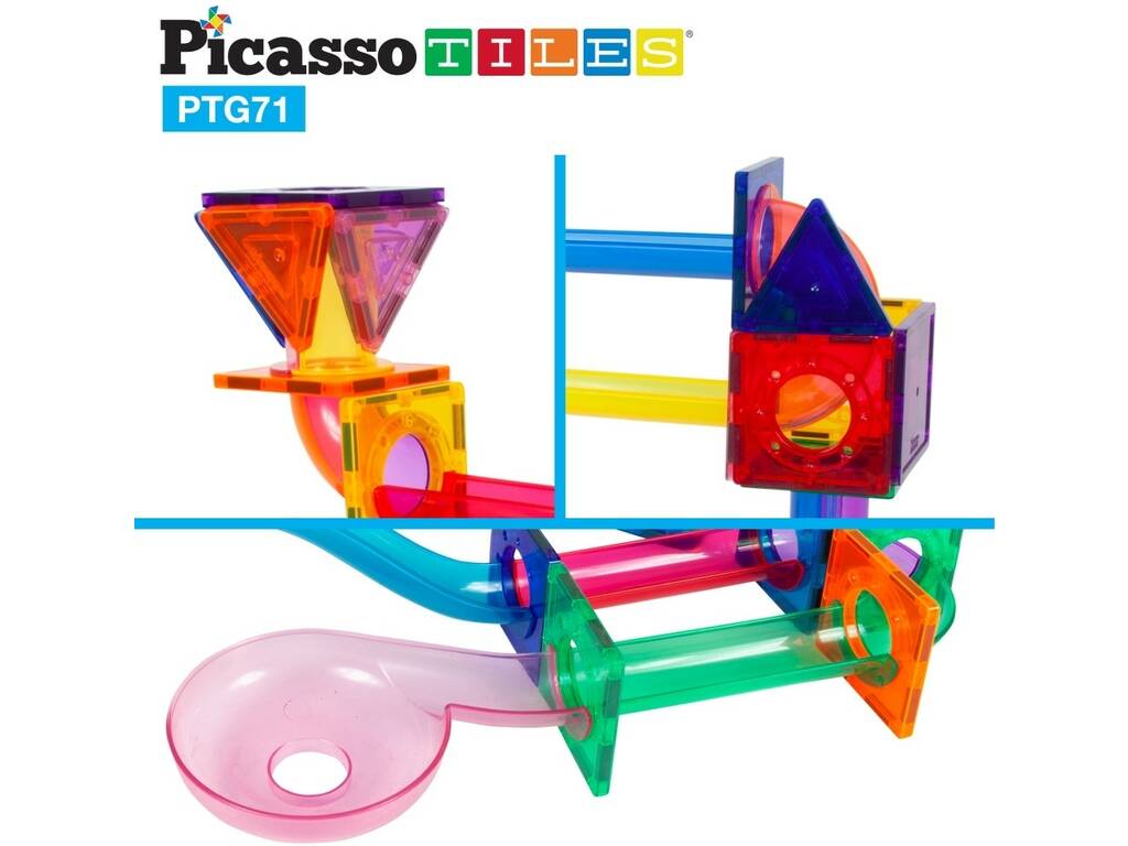 Picasso Tiles Circuito Magnético de Canicas Pack de 71 Piezas