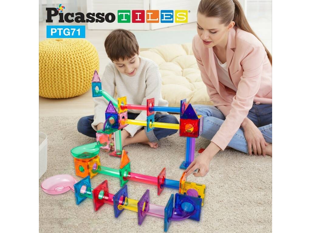 Picasso Tiles Circuito Magnético de Canicas Pack de 71 Piezas