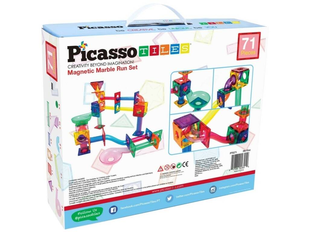 Picasso Tiles Circuito Magnético de Canicas Pack de 71 Piezas
