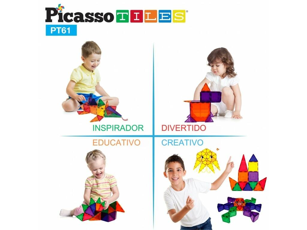 Picasso Tiles Creaciones Magnéticas Pack de 61 Piezas