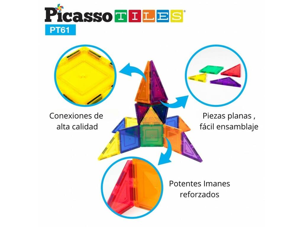 Picasso Tiles Creaciones Magnéticas Pack de 61 Piezas