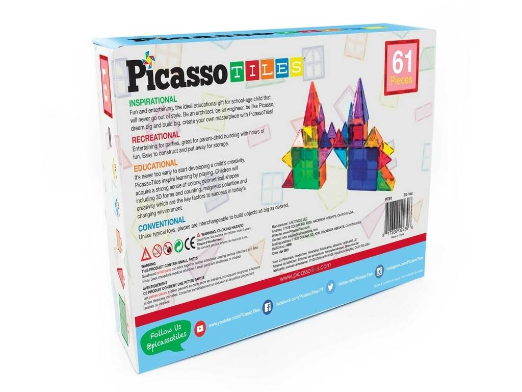 Picasso Tiles Creaciones Magnéticas Pack de 61 Piezas