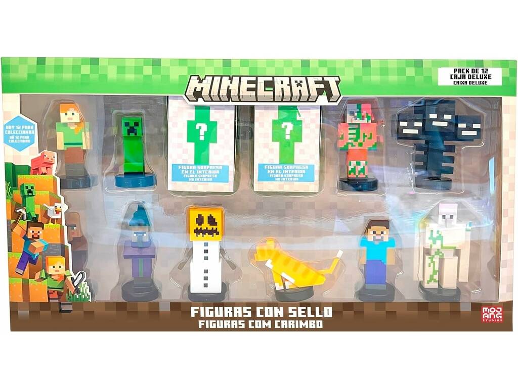 Minecraft Pack Deluxe con 12 figurine con sigillo