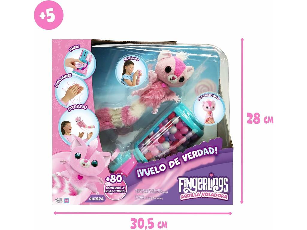 Fingerlings Scoiattolo volante Chispa con suoni e reazioni
