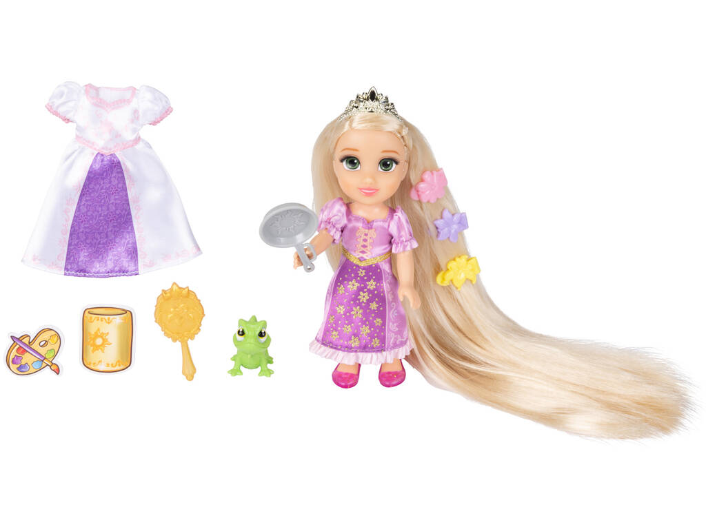Disney Princess Muñeca Rapunzel de 15 cm con Pascal y Accesorios
