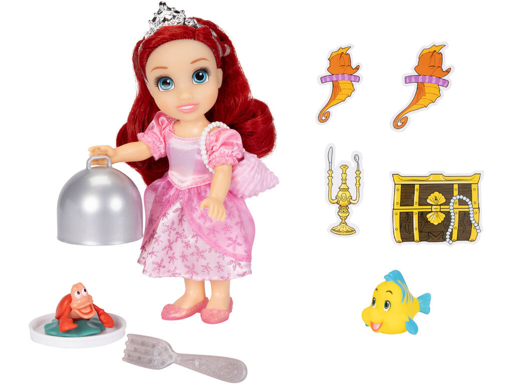 Poupée Disney Princess Ariel de 15 cm avec Flounder et Sebastian
