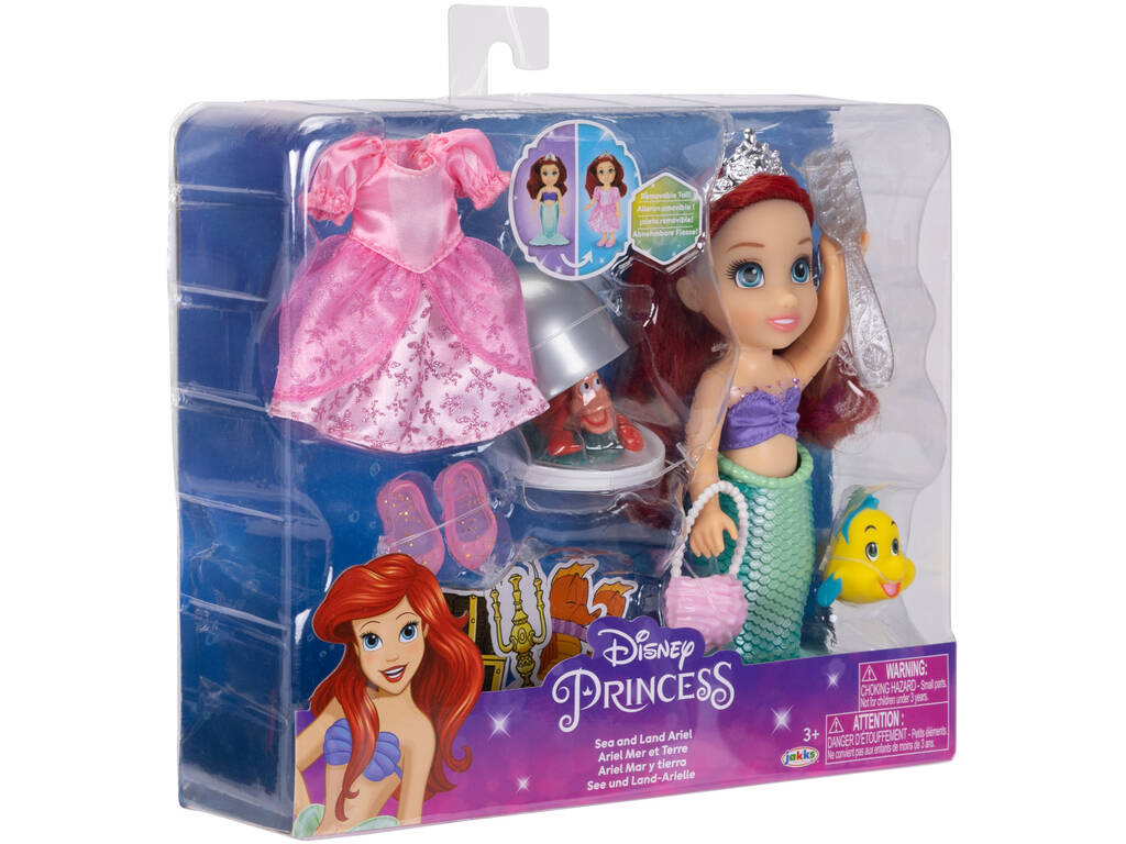 Poupée Disney Princess Ariel de 15 cm avec Flounder et Sebastian
