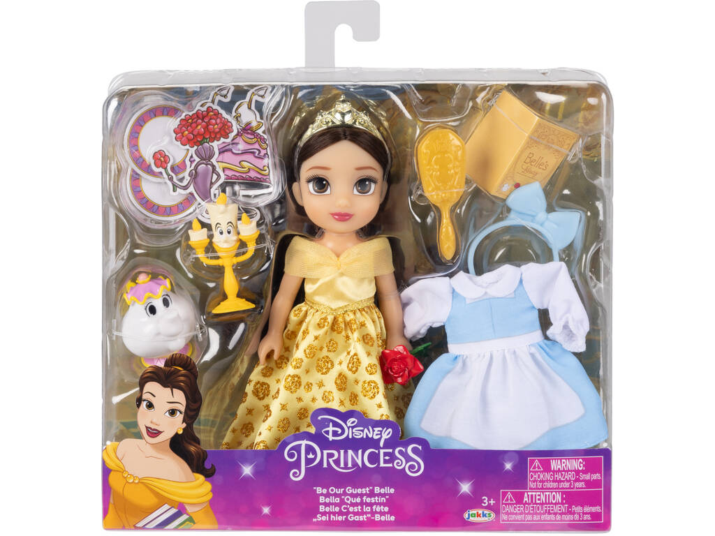 Poupée Disney Princess Belle de 15 cm avec Mme Potts et Lumière