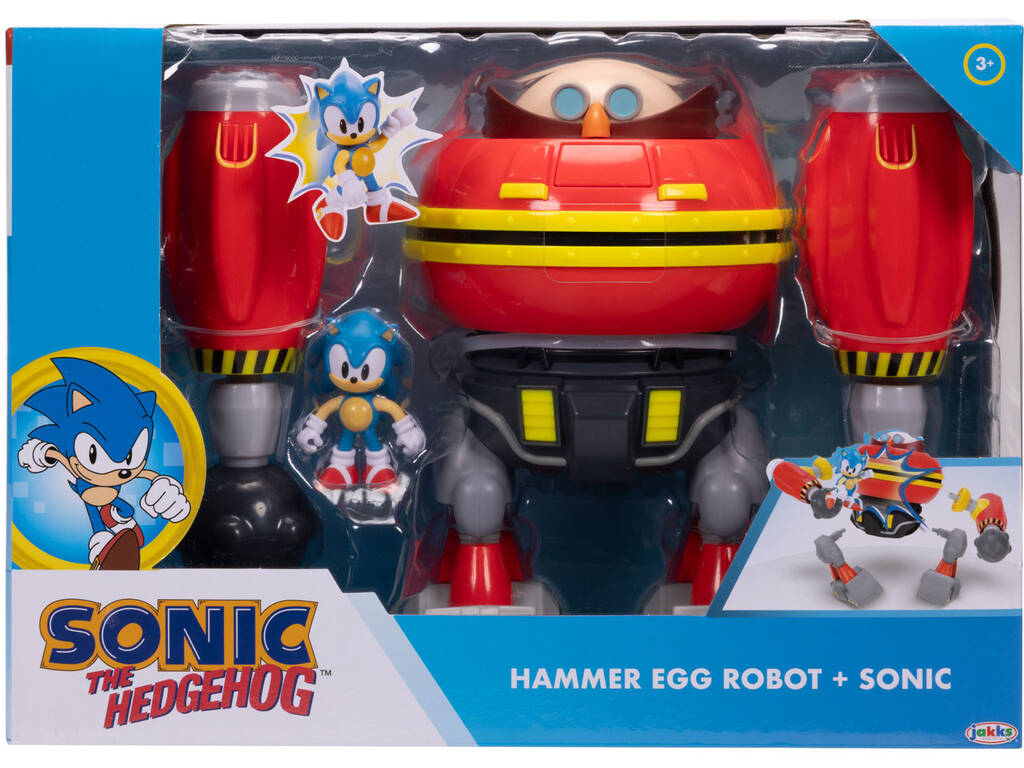 Sonic The Hedgehog Figura Sonic 6 cm com Hammer Egg Robot 24 cm