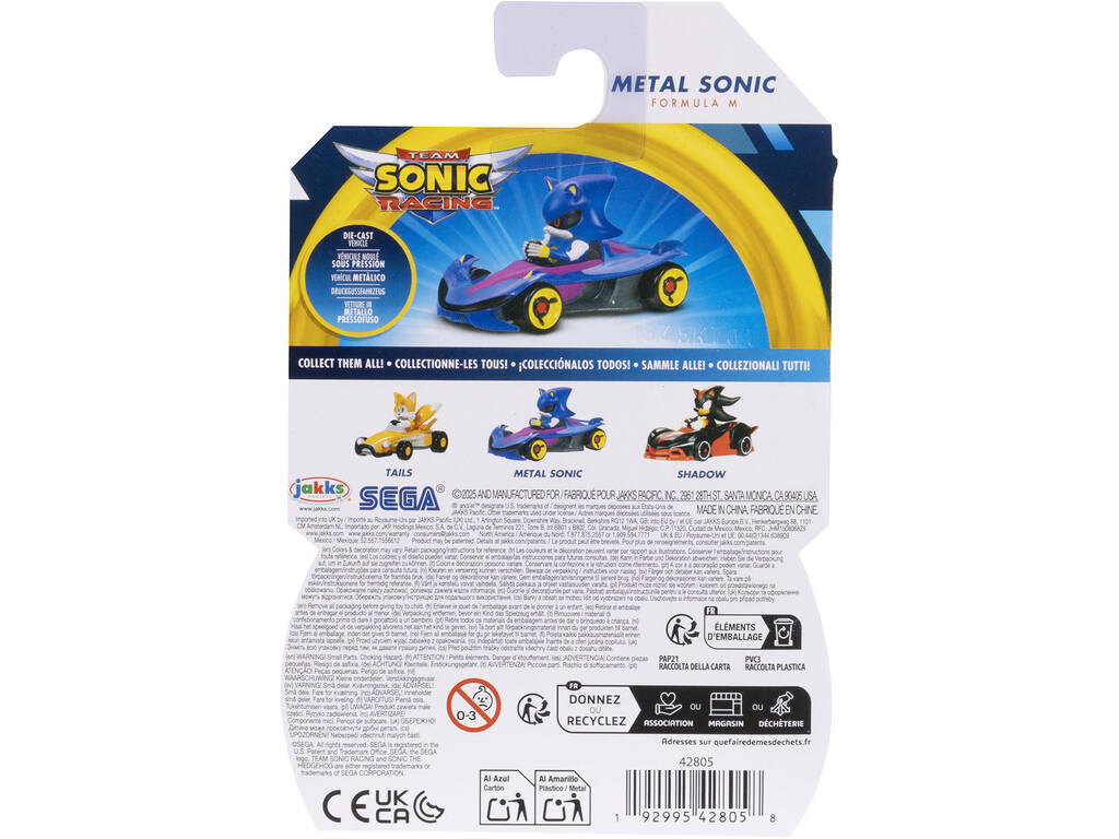Sonic The Hedgehog Veículo Metálico Metal Sonic 6 cm