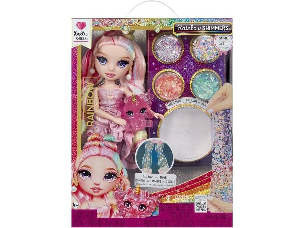 Rainbow High Shimmers Poupée Bella Parker avec slime et animal de compagnie