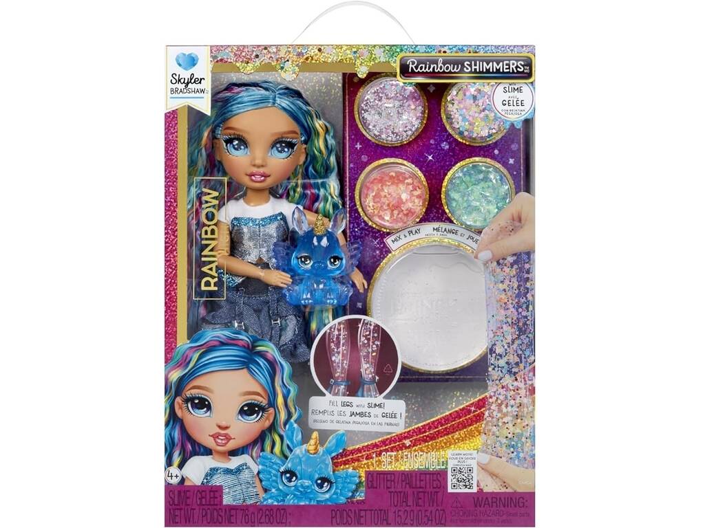 Rainbow High Shimmers Poupée Skyler Bradshaw avec slime et animal de compagnie