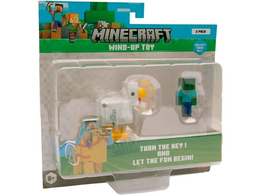 Minecraft Pack Bebé Zombie y Jinete Avícola con Movimiento