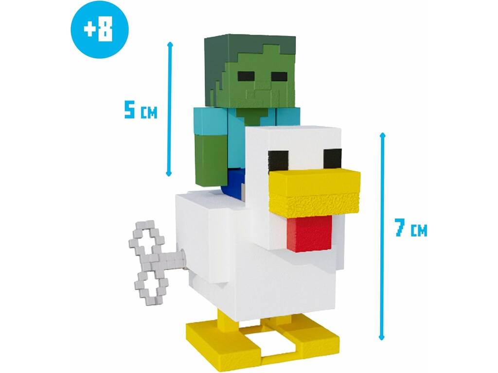 Minecraft Pack Bebé Zombie y Jinete Avícola con Movimiento
