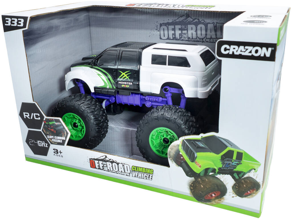 Coche Radio Control Off Road Climbing Vehicle Monster Green