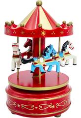 Weihnachtsdeko Karussell Musikspielwerk Rot zum Aufziehen, 15 cm