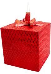Weihnachtsdeko Rotes Geschenkbox mit Pailletten und roter Schleife 20 cm