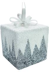 Weihnachtsdeko Silber-Weißes Geschenkbox Glänzend 20 cm