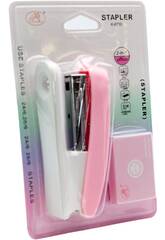 Set de papeterie Agrafeuse rose avec agrafes