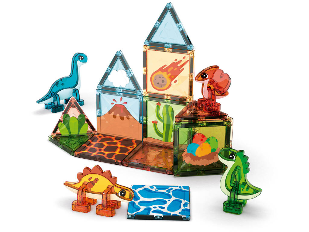 Geomag Magnetic Tiles Pack Dino World de 25 pièces