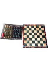 Schach, Dame und Backgammon 3-in-1 mit Holzbrett und Zubehör