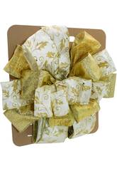 Weihnachtsdeko Weihnachts-Schleife Gold-Creme 30x30 cm