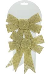 Weihnachtsdeko Set 2 Goldene Schleifen, 16x14 cm