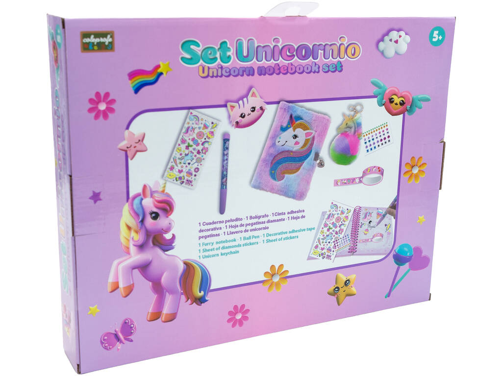 Set Unicorno Quaderno di peluche con penna e accessori