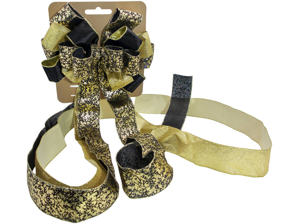 Enfeite Natalício Laço Natalício Preto e Dourado de 30x30 cm