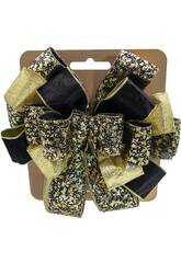 Weihnachtsdeko Schleife Schwarz und Gold, 30x30 cm