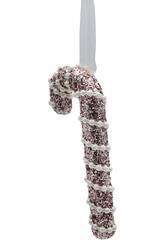 Weihnachtsdeko Zuckerstange Rosa Glänzend mit Perlen 17 cm