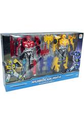 Robocohes Transformables Pack 2 Figuren Rot und Gelb mit Zubehör